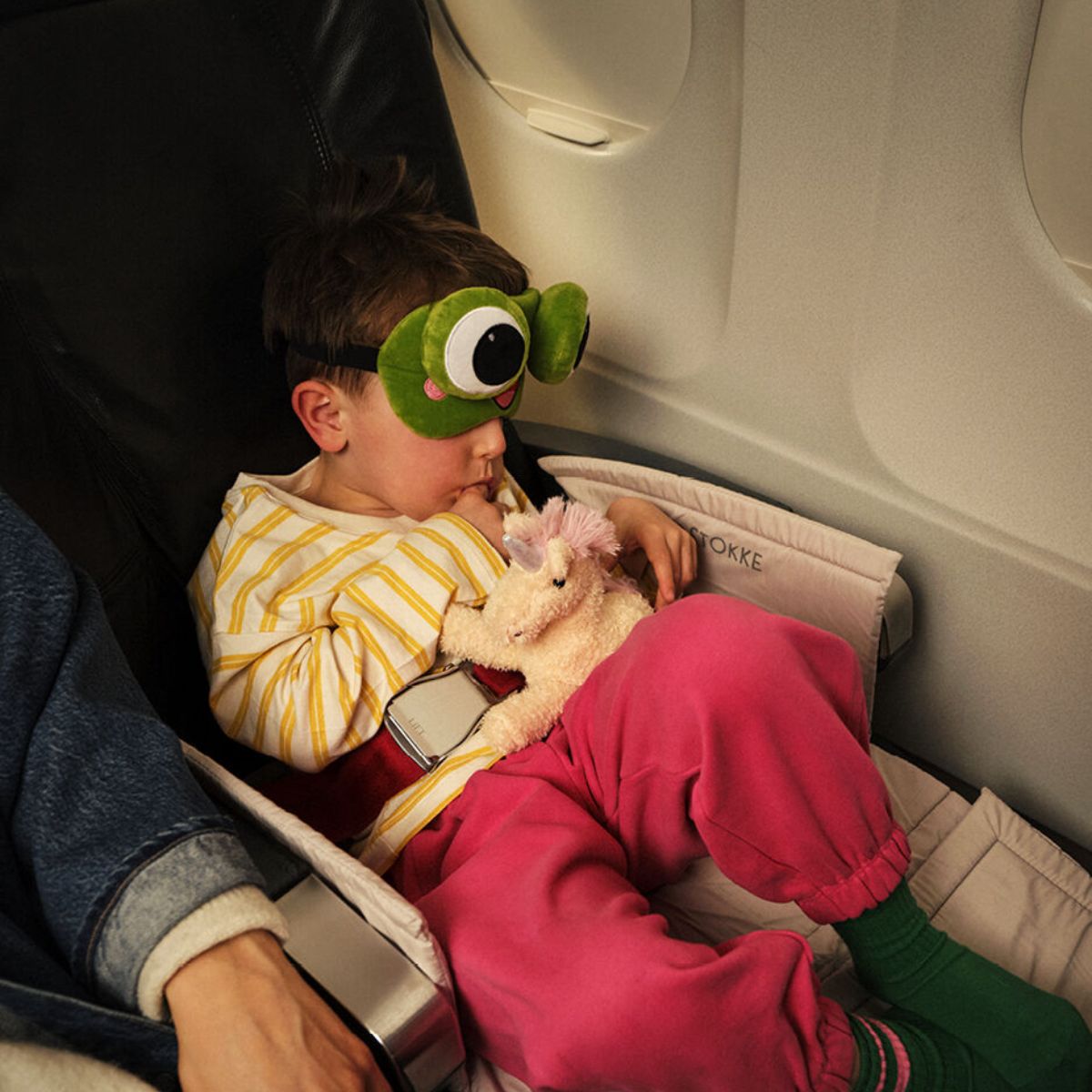 Stokke JetKids BedBox - Coral Pink - Converts Airplane Seats into a Bed